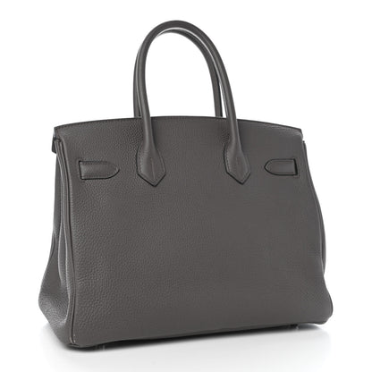 Hermes Togo Horseshoe Birkin 30 Etain Bleu Electrique 3 of 13