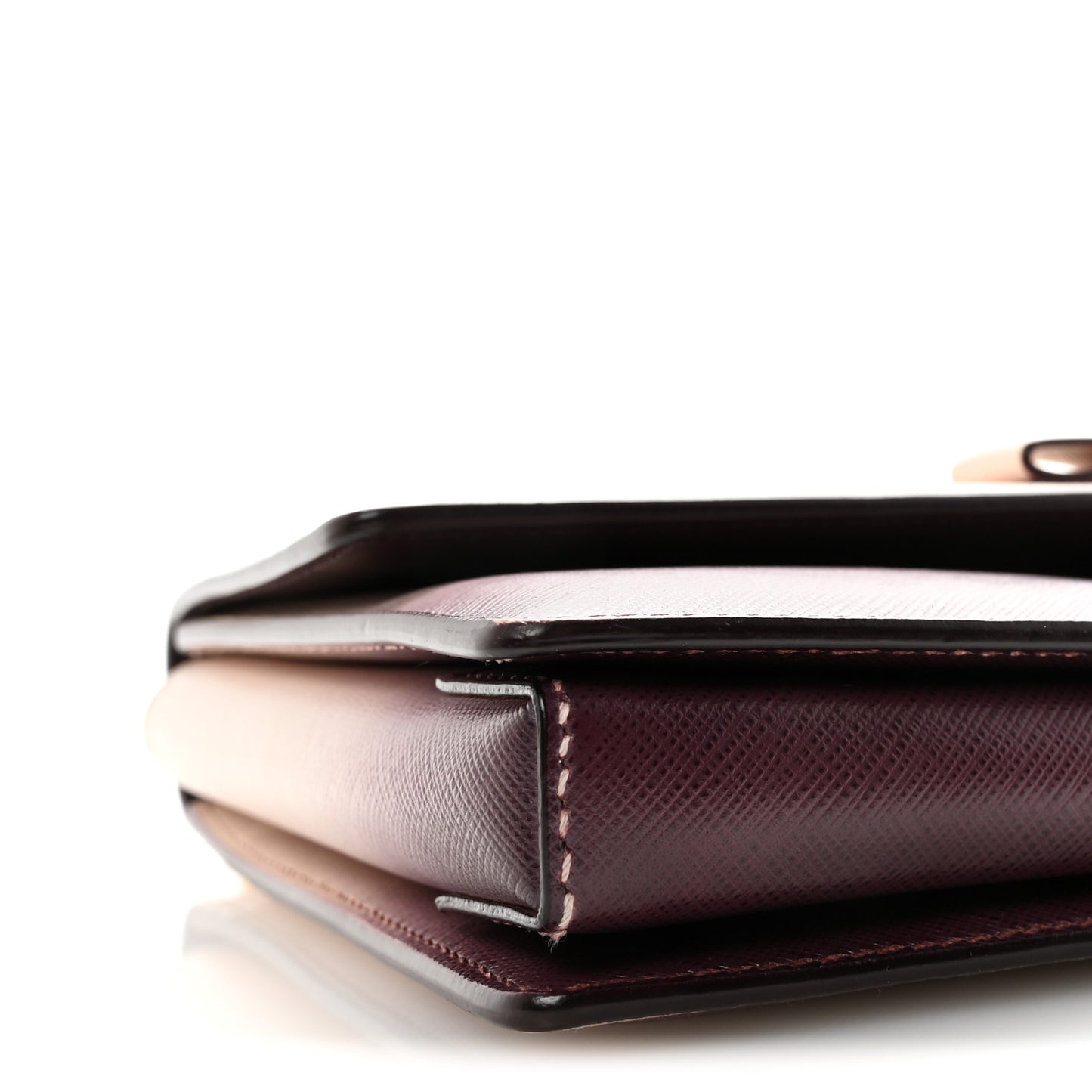 Hammered Calfskin Vara Bow Chain Flap Crossbody  Pink Purple