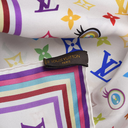 Louis Vuitton Silk Multicolor Eye Love Scarf White 4 of 5