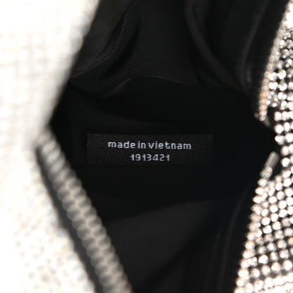 Alexander Wang Mesh Crystal Rhinestone Mini Scrunchie Clutch Black Silver 7 of 10