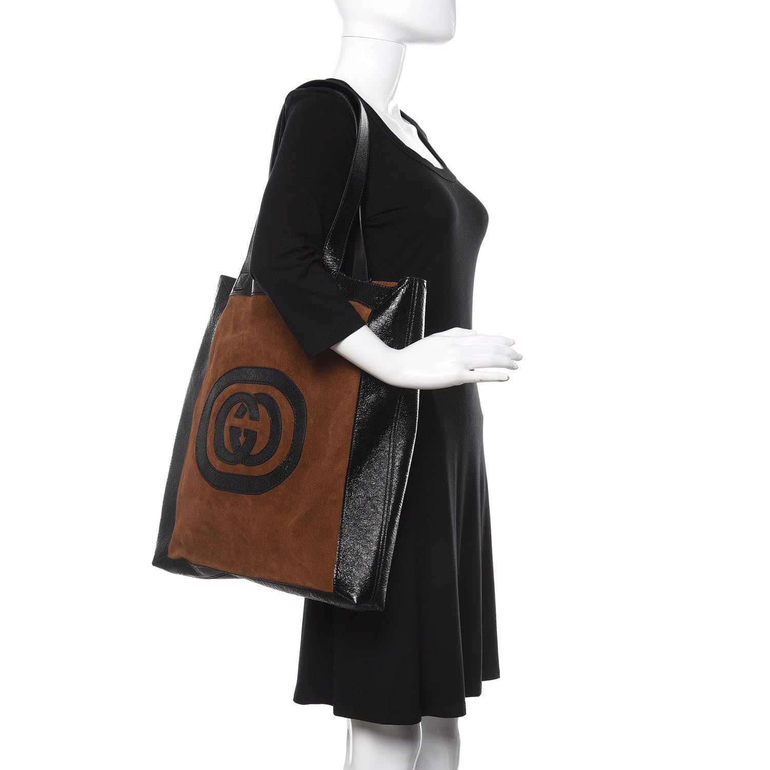 Gucci Suede Large Ophidia Vertical Shopping Tote Chestnut 2 of 11