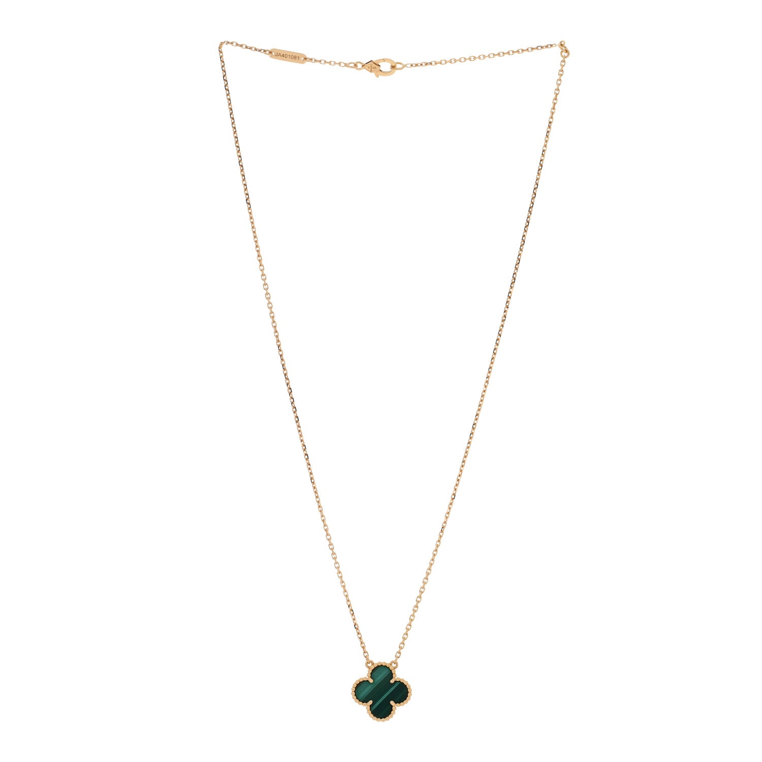 Van Cleef & Arpels 18K Yellow Gold Malachite Vintage Alhambra Pendant Necklace 3 of 5