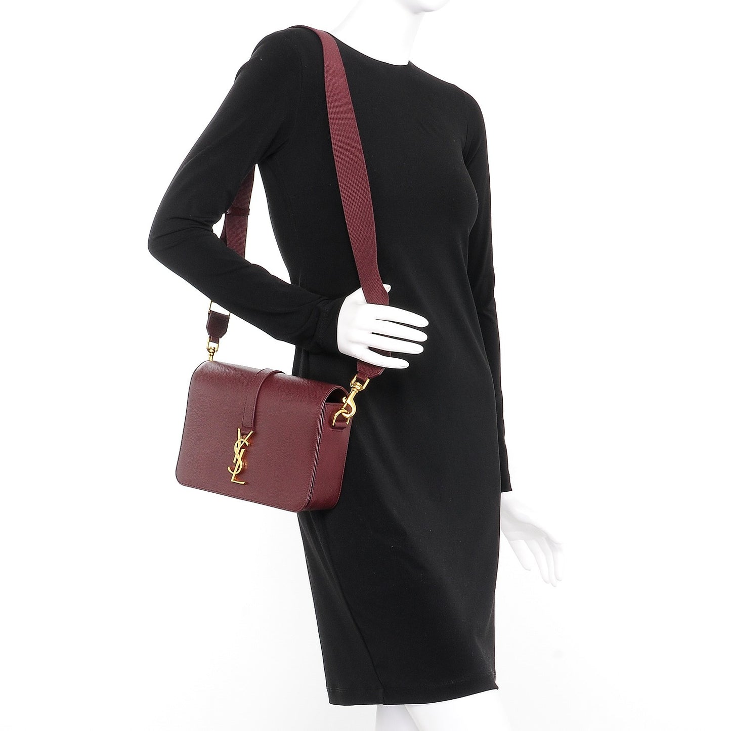 Textured Calfskin Medium Classic Monogram Universite Bag Dark Red