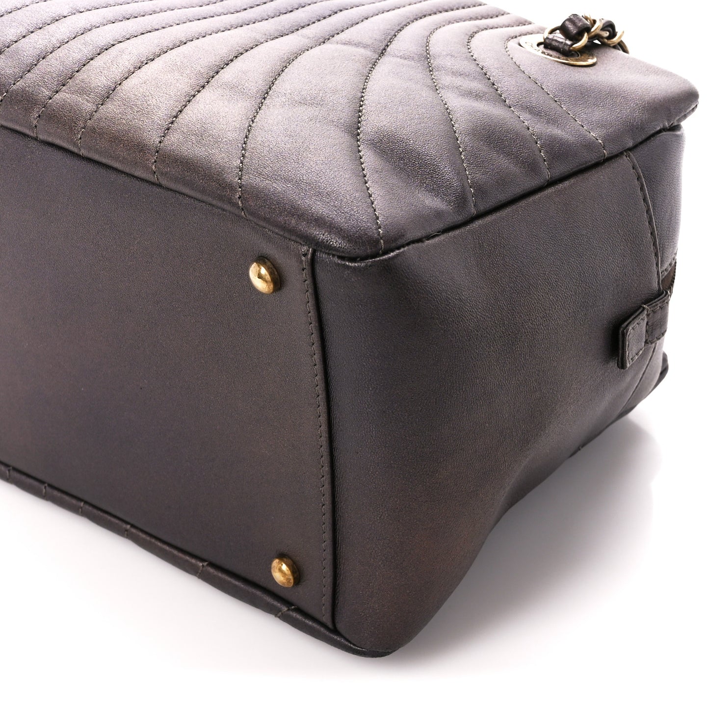 Metallic Lambskin Paris Shanghai Quilted Tote Kahki