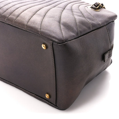 Chanel Metallic Lambskin Paris Shanghai Quilted Tote Kahki 12 of 12