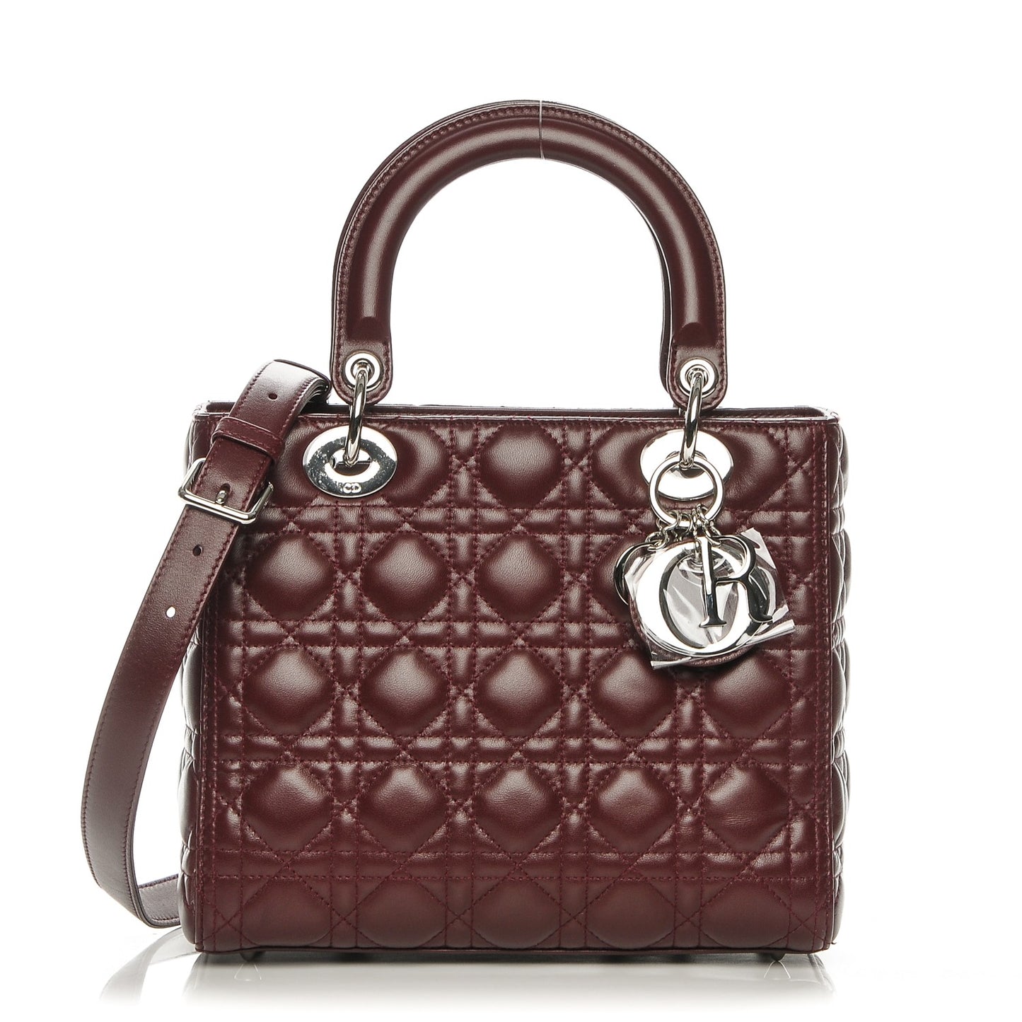 Lambskin Cannage Medium Lady Dior Burgundy