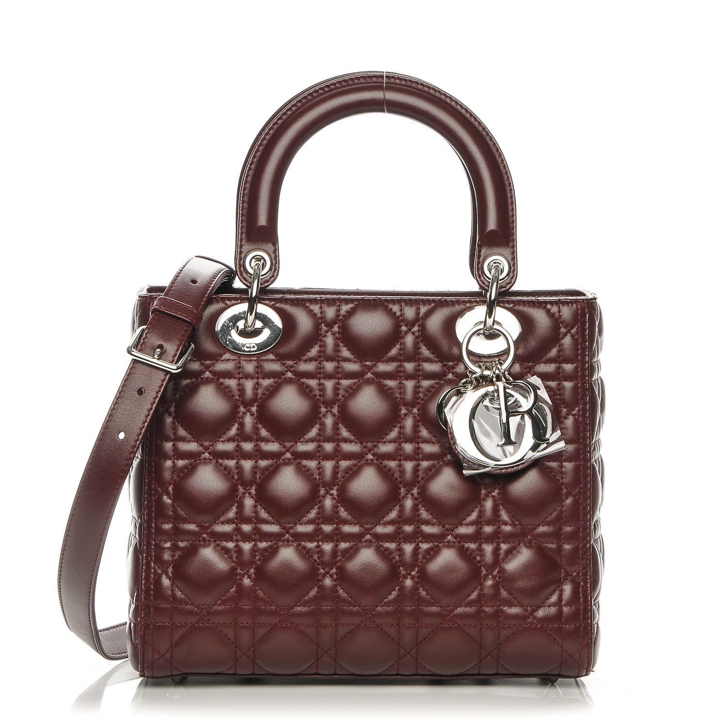Christian Dior Lambskin Cannage Medium Lady Dior Burgundy 1 of 6