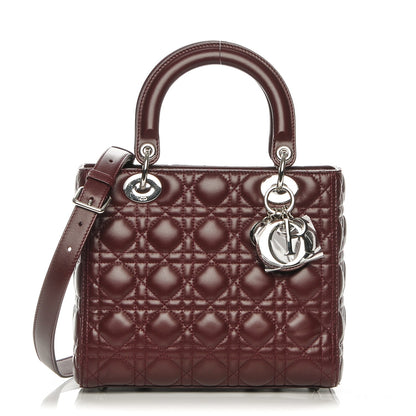 Christian Dior Lambskin Cannage Medium Lady Dior Burgundy 1 of 6