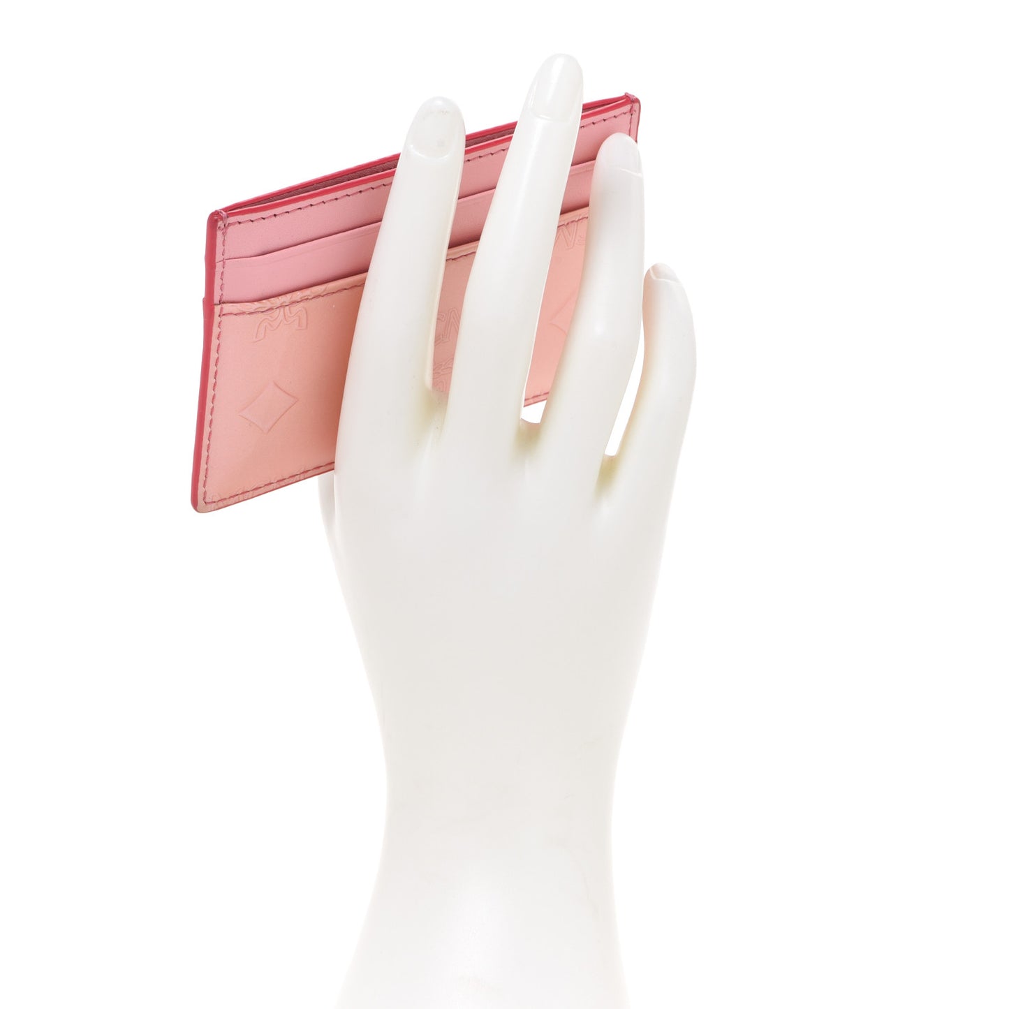 Patent Monogram Card Case Pink
