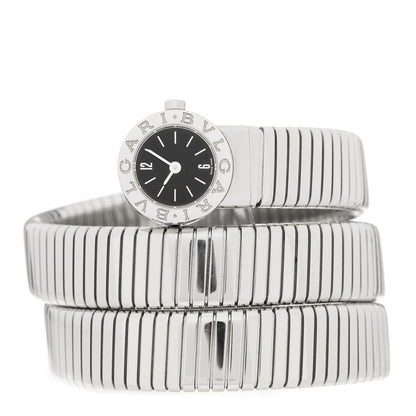 Bulgari Stainless Steel 19mm Tubogas Double Spiral Quartz Watch Black 2 of 4