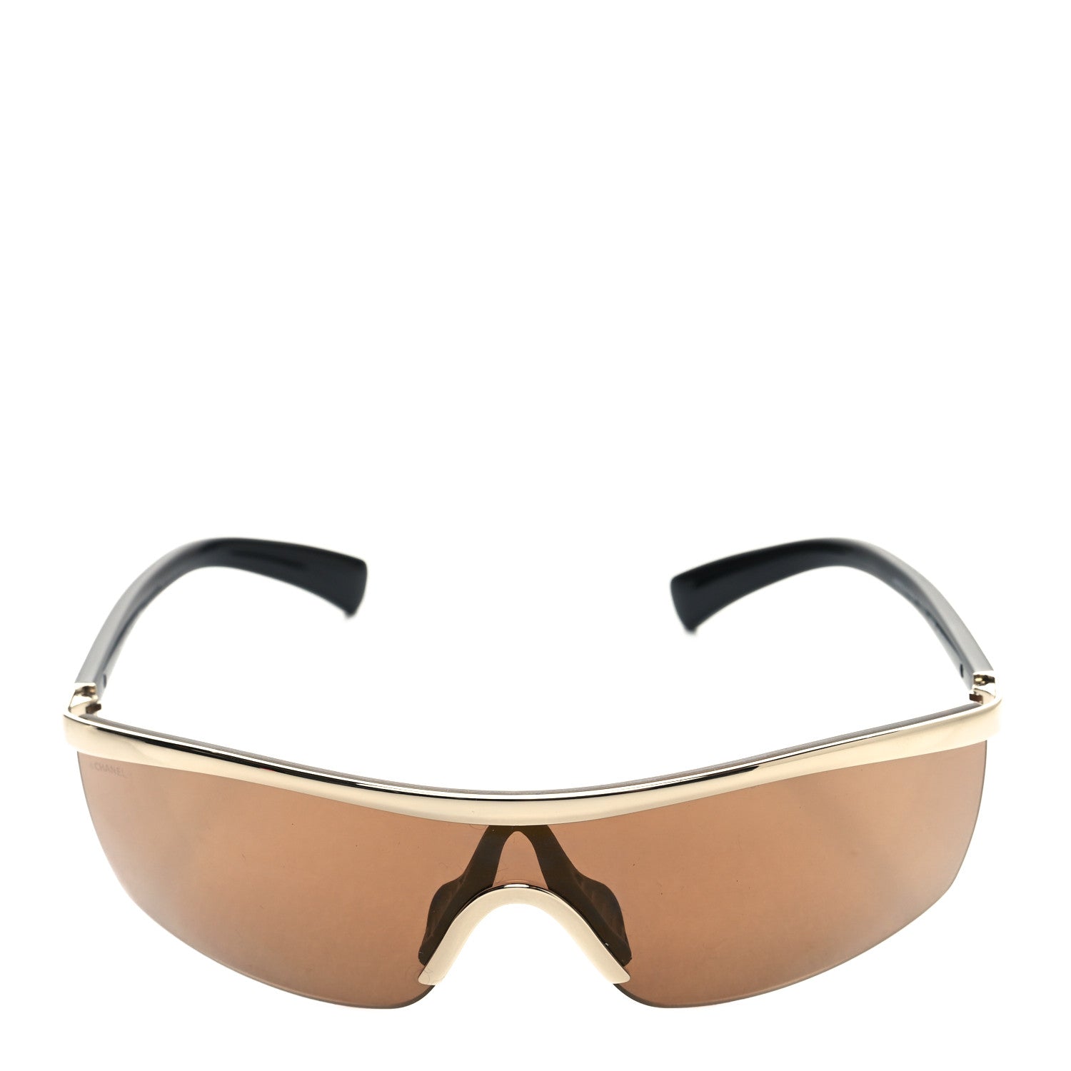 Chanel Acetate Shield Sunglasses 71474 Brown Gold 2 of 7