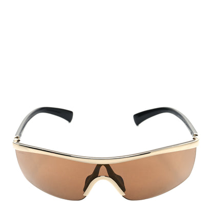 Chanel Acetate Shield Sunglasses 71474 Brown Gold 2 of 7