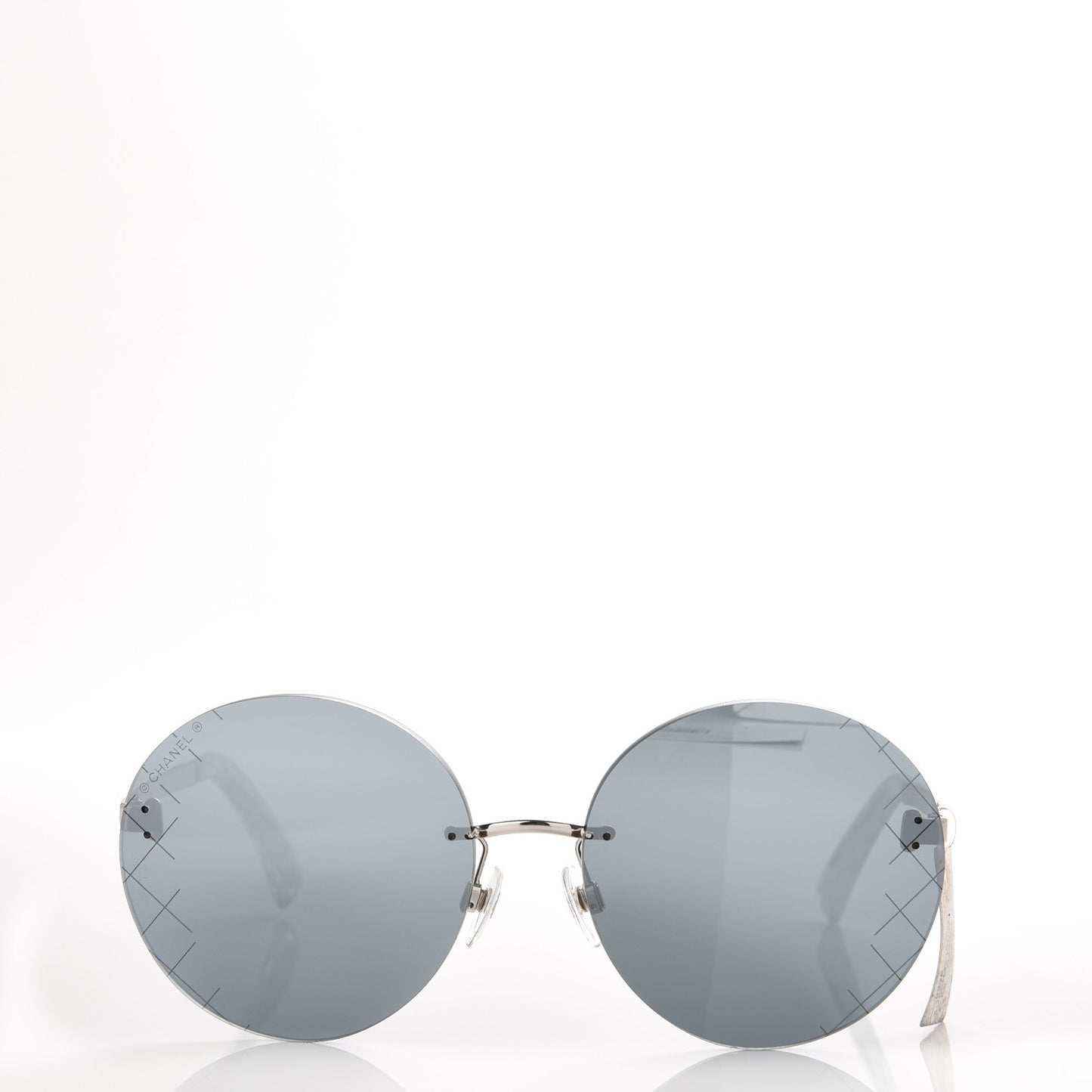 Metal Rimless Round Sunglasses 4216 Silver