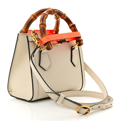 Gucci Wonka Grain Calfskin Mini Diana Tote Bag Mystic White Orange Fluo 3 of 10
