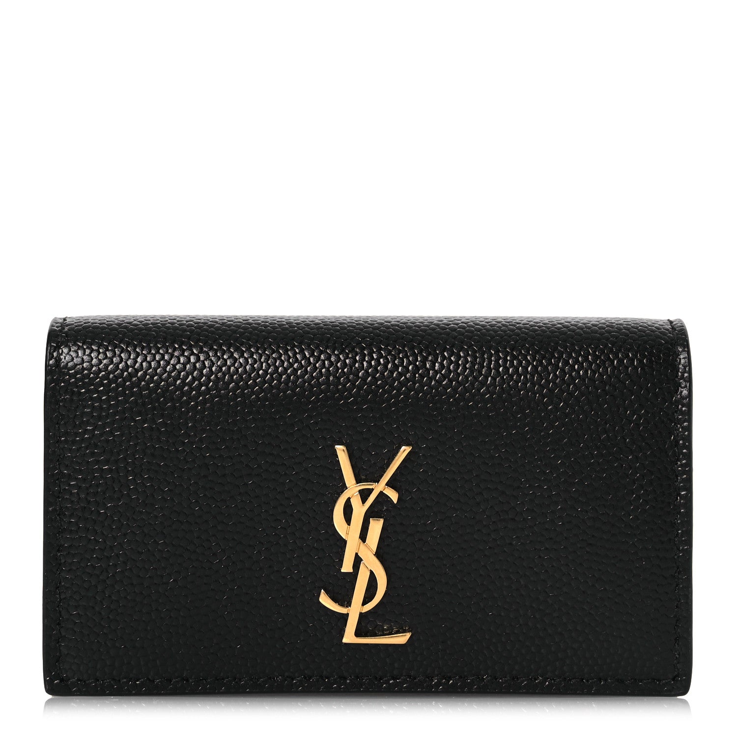 Saint Laurent Grain de Poudre Monogram Slim Key Case Black 1 of 10