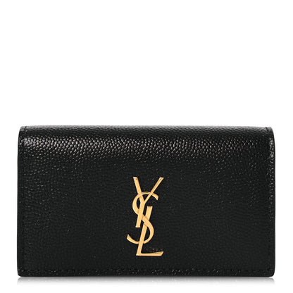 Saint Laurent Grain de Poudre Monogram Slim Key Case Black 1 of 10