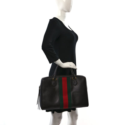 Gucci Calfskin Vintage Web Medium Satchel Dark Brown 2 of 12