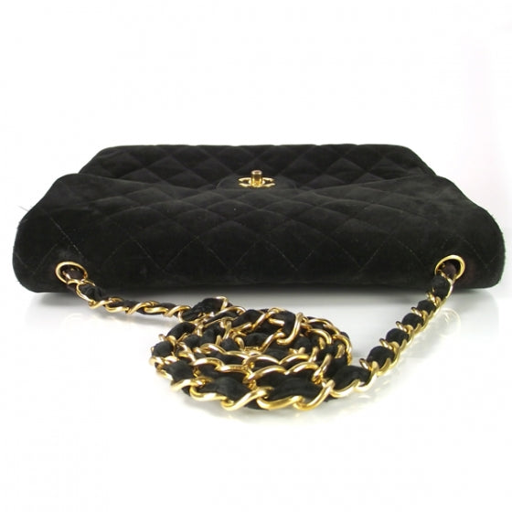 Chanel Suede Quilted Jumbo Flap Black 5 of 10
