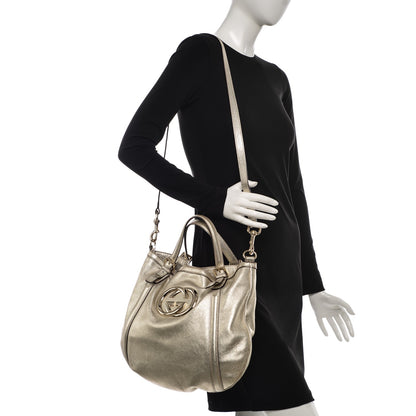 Gucci Metallic Calfskin Medium Britt Tote Gold 2 of 11