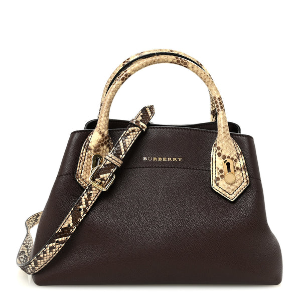 Burberry Grainy Calfskin Snakeskin Small Milton Satchel Brown
