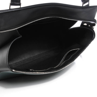 Celine Grained Calfskin Large Bi-Color Edge Shoulder Bag Black Green 5 of 7
