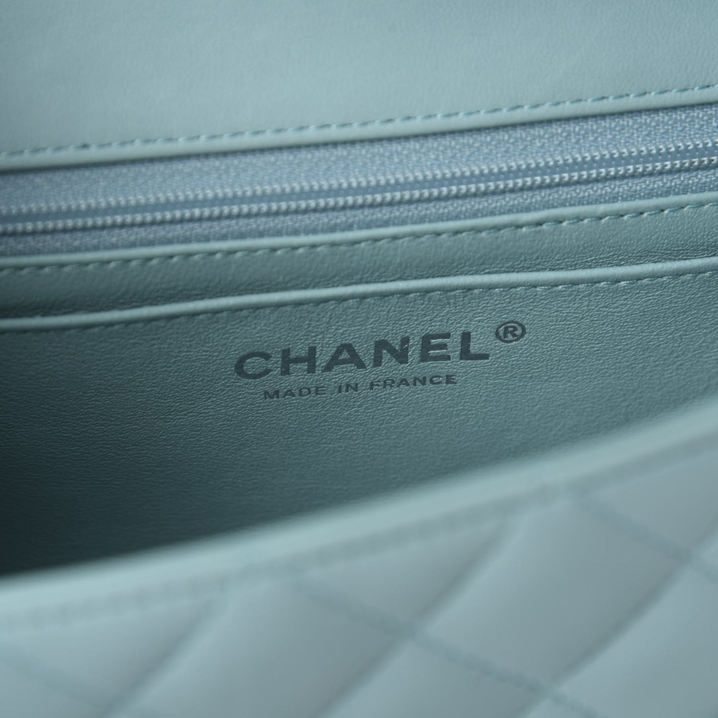 Lambskin Quilted Mini Rectangular Flap Light Blue