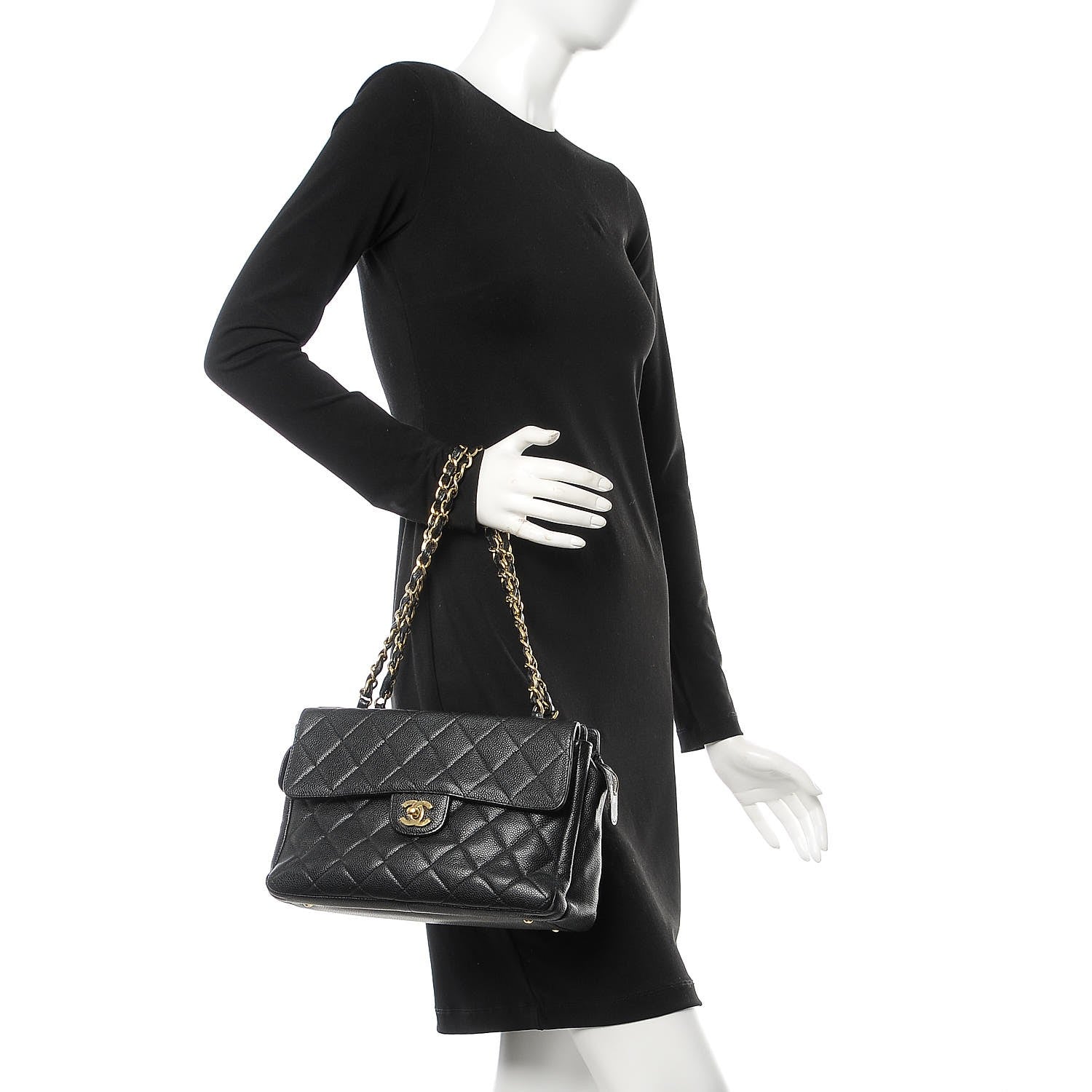 Chanel Caviar Quilted Flap Shoulder Bag Black 2 of 8