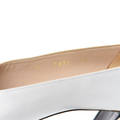 Chanel Patent Calfskin CC Cap Toe Pumps 38 White Black 10 of 10