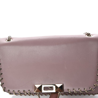 Valentino Garavani Vitello Groumette Small Rockstud Demilune Shoulder Bag Lipstick 10 of 13