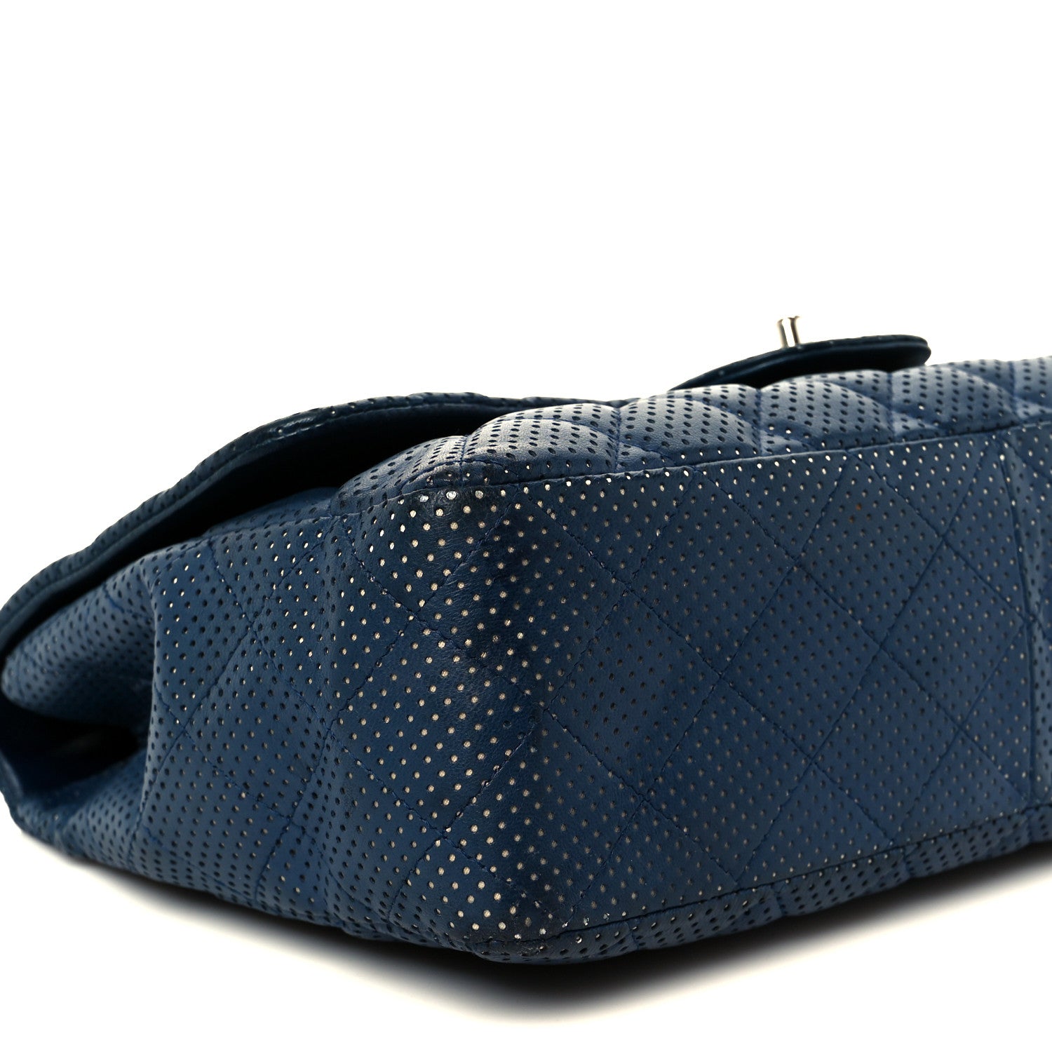 Chanel Lambskin Perforated Jumbo Double Flap Blue 10 of 11