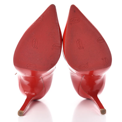 Christian Louboutin Patent V Neck 120 Pumps 36.5 Rouge Lipstick 5 of 8