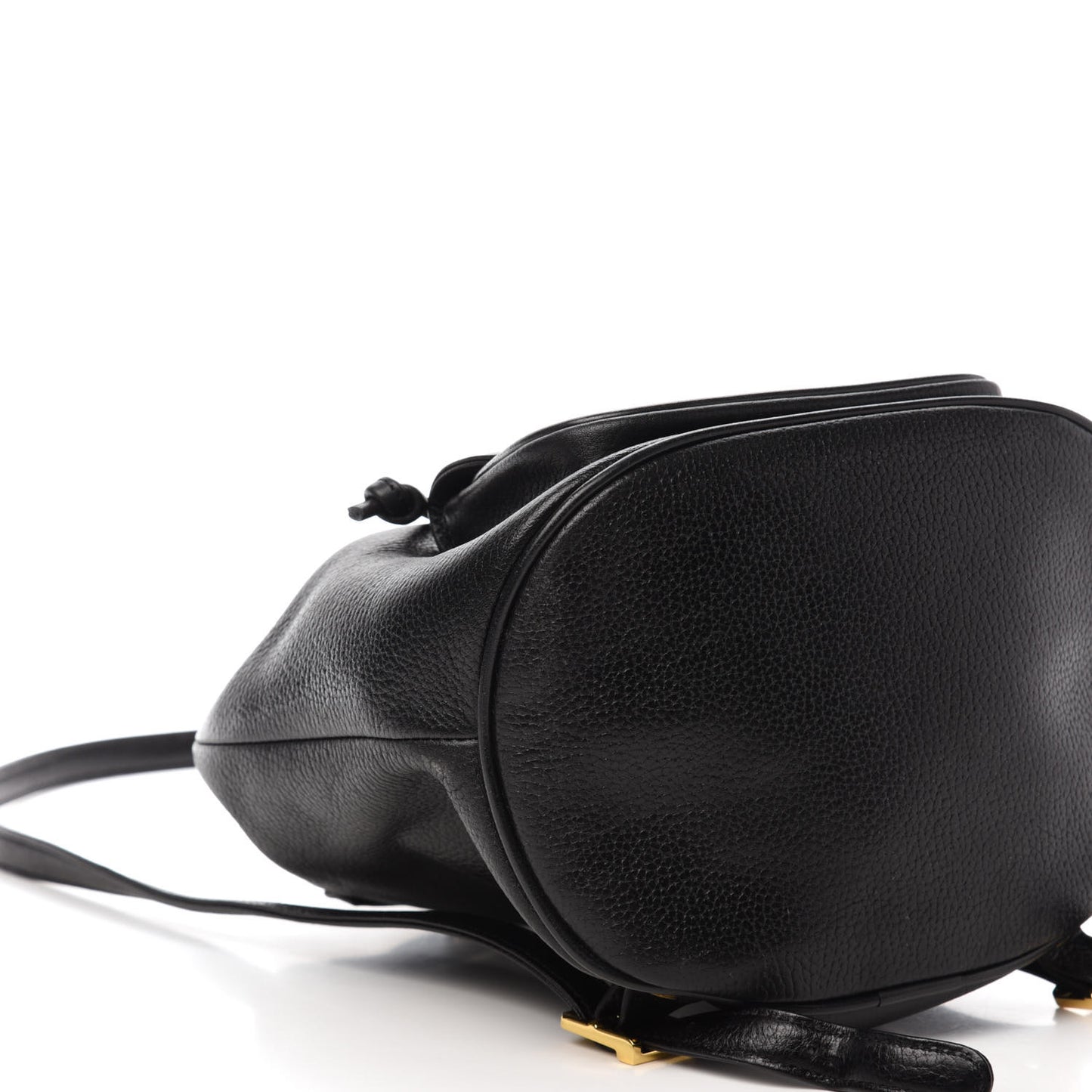 Grained Calfskin Studded Drawstring Backpack Black