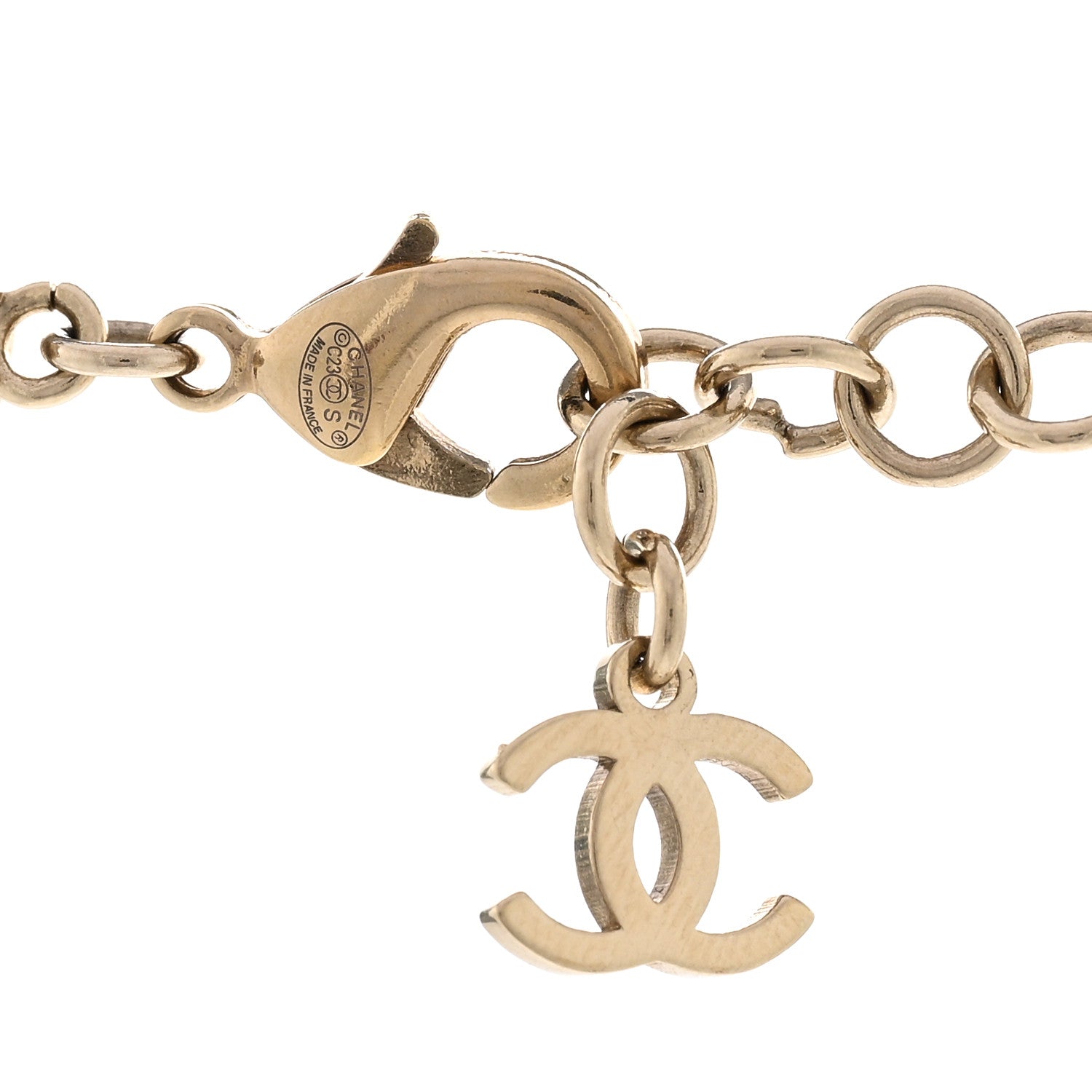 Chanel Crystal Clover Heart Star CC Drop Necklace Silver Gold 5 of 6