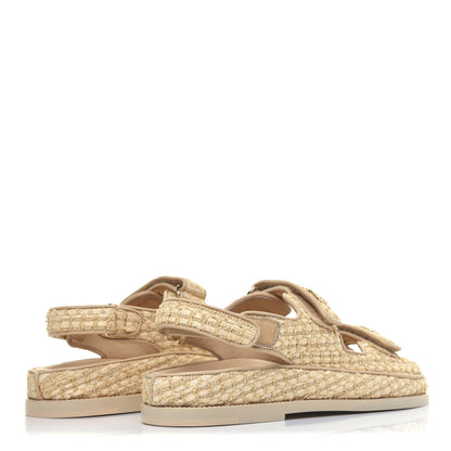 Chanel Braided Fabric Velcro Dad Sandals 39 Beige 4 of 11