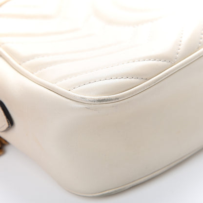 Gucci Calfskin Matelasse Small GG Marmont Chain Shoulder Bag White 13 of 18