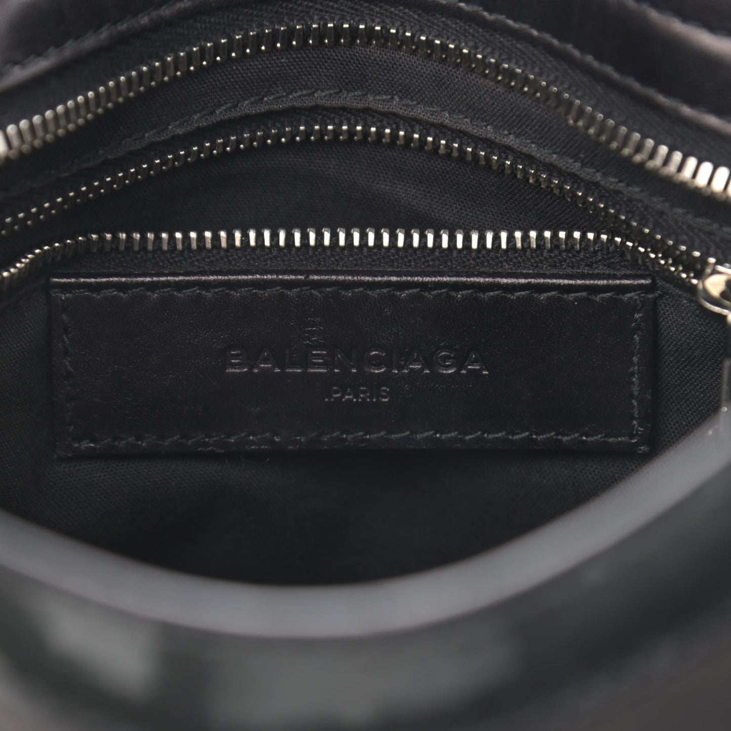 Smooth Calfskin Metallic Patent Giant 12 Silver Hardware Mini City Black Gris