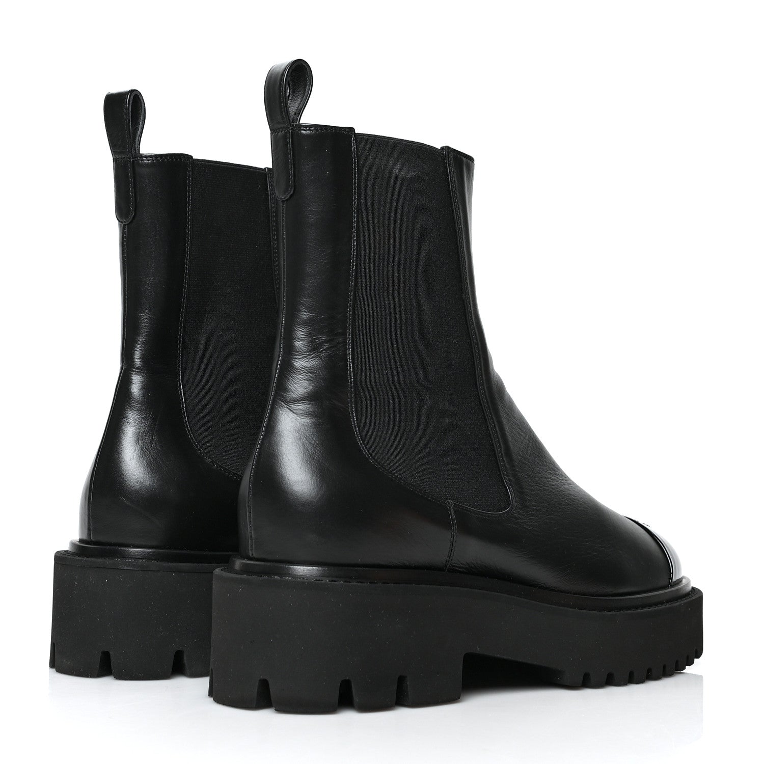Chanel Crumpled Calfskin Patent Cap Toe Short Boots 38.5 Black 4 of 7