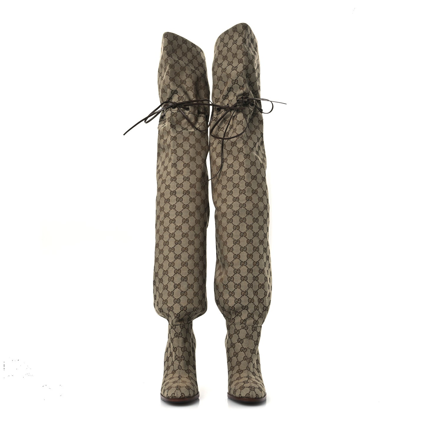 Monogram Over the Knee Boots 38.5 Beige Ebony