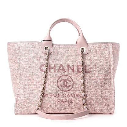 Chanel Lurex Boucle Deauville Medium Tote Pink 1 of 10