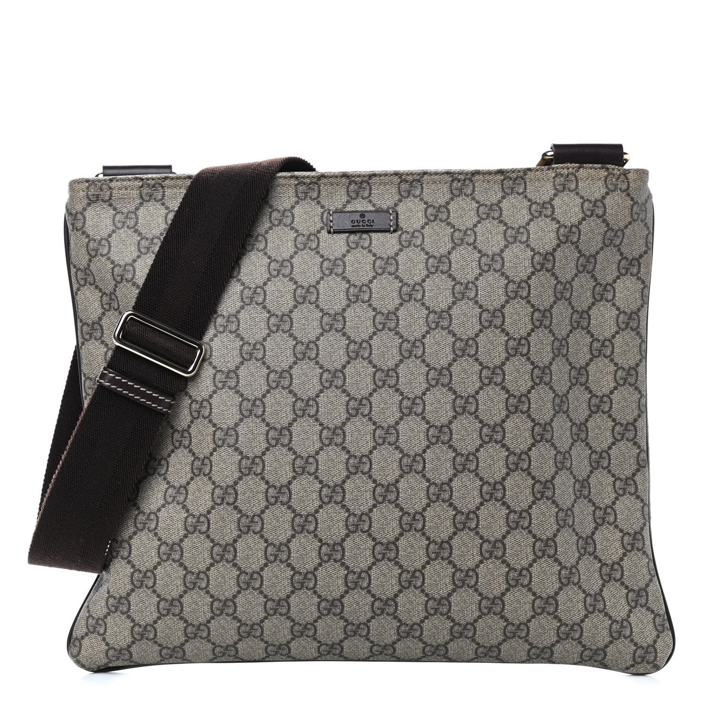GG Supreme Monogram Medium Flat Messenger Bag Dark Brown