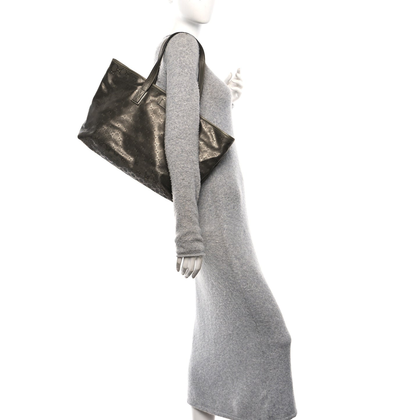 Imprime Monogram Medium Zippered Shopping Tote Pewter