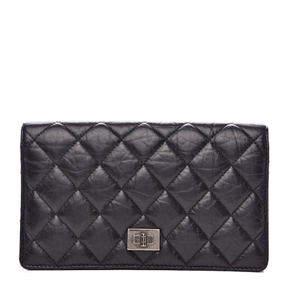 Chanel Aged Calfskin Quilted Reissue Yen Wallet Black 1 of 11
