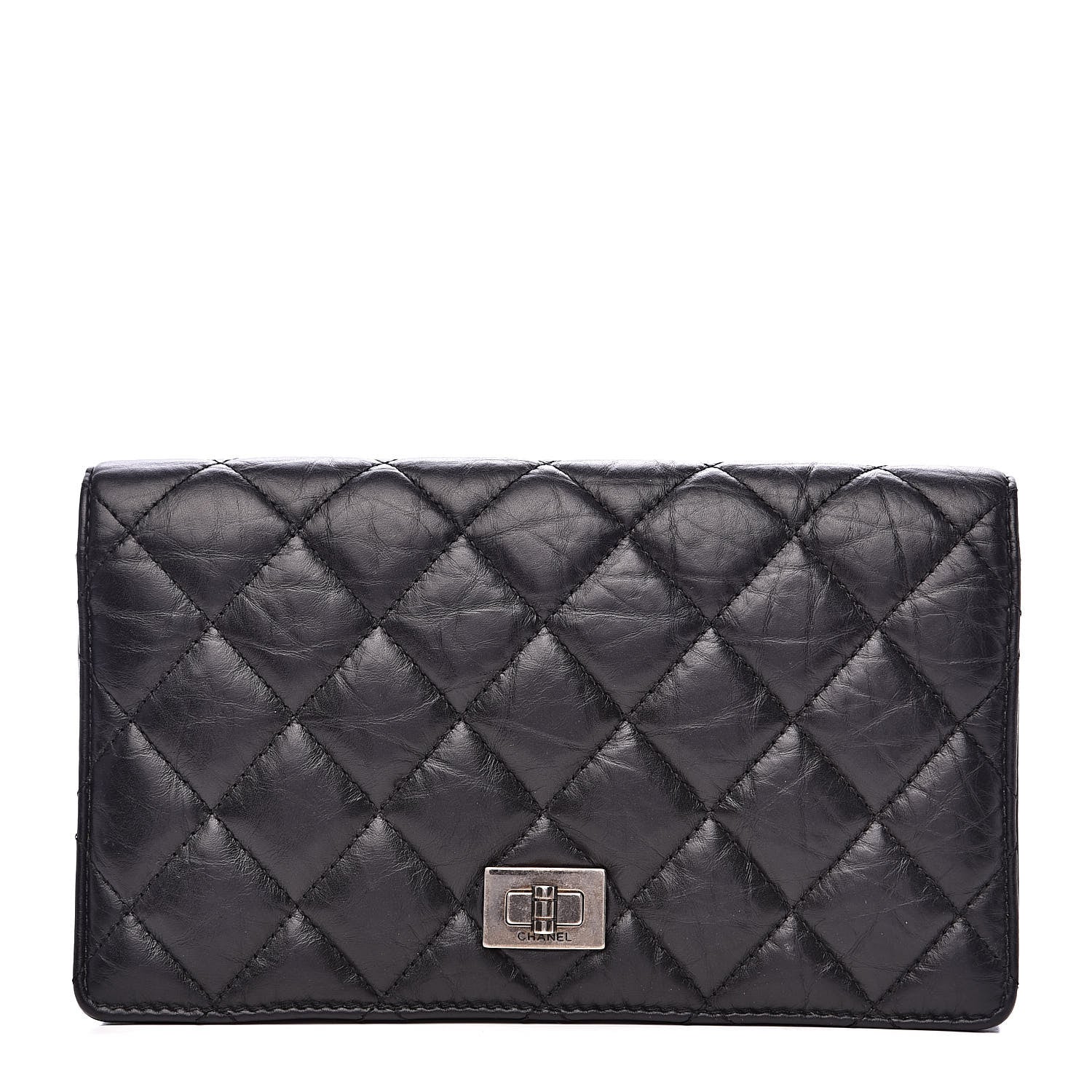 Chanel Aged Calfskin Quilted Reissue Yen Wallet Black 1 of 11