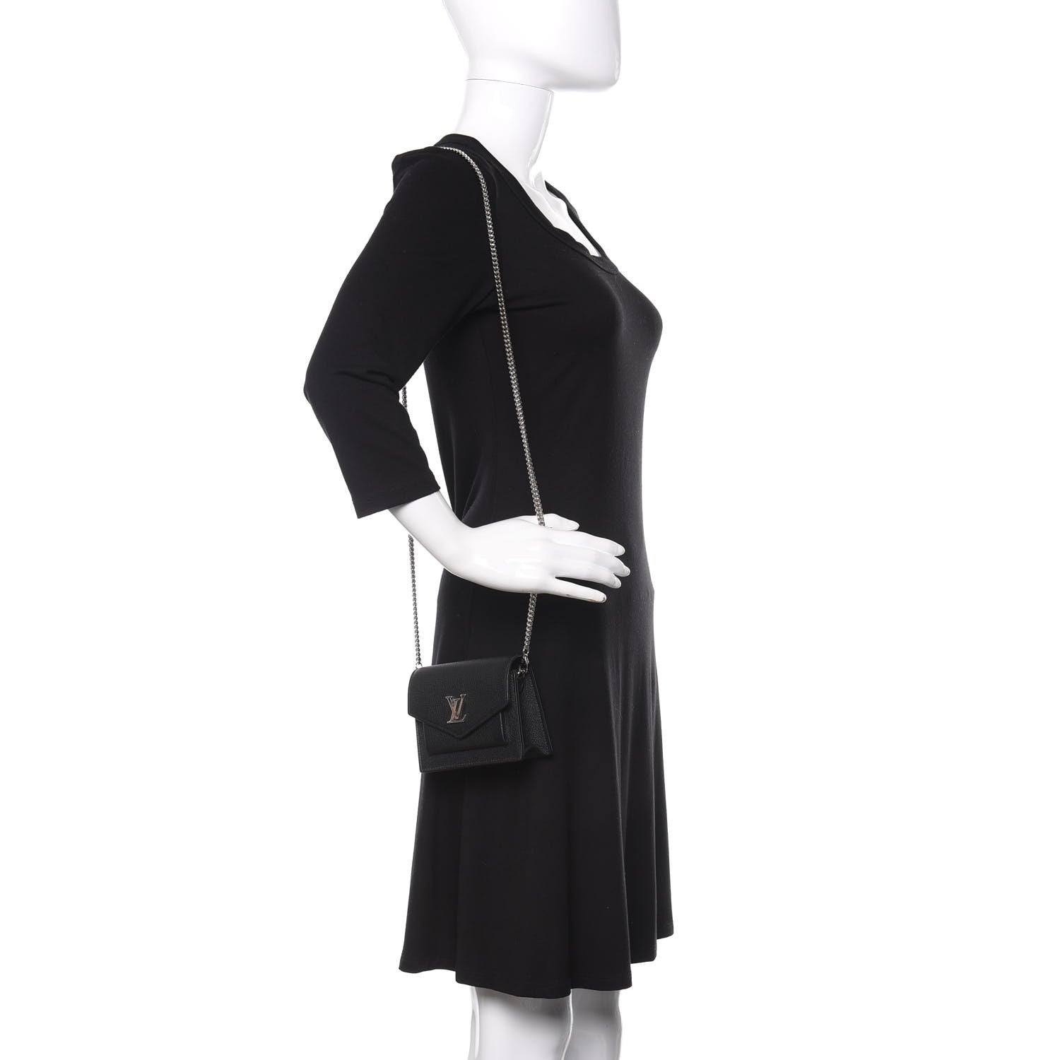 Louis Vuitton Soft Calfskin Mini My Lockme Chain Pochette Black 2 of 11
