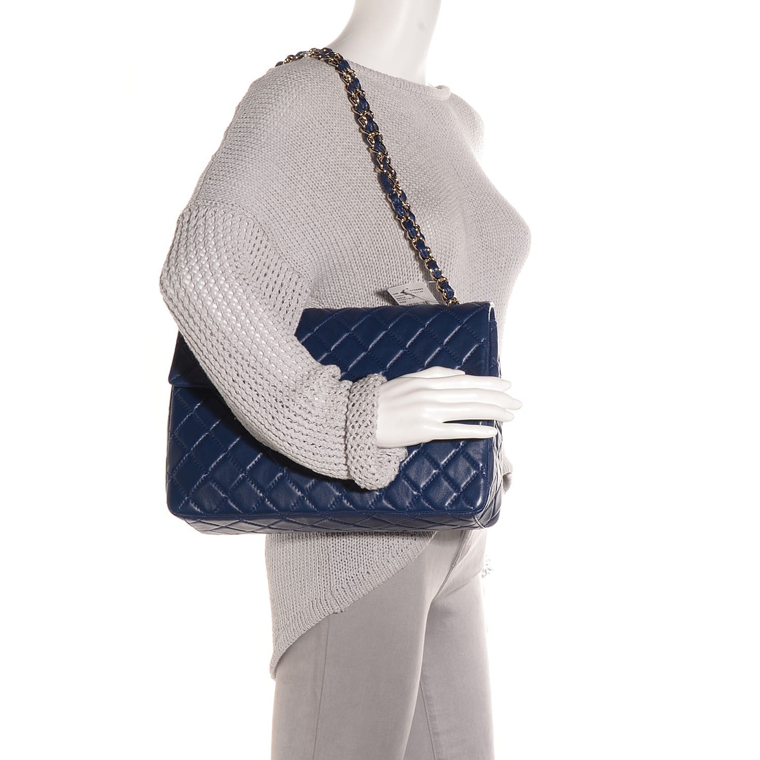 Chanel Lambskin Quilted Maxi Single Flap Dark Blue 2 of 9