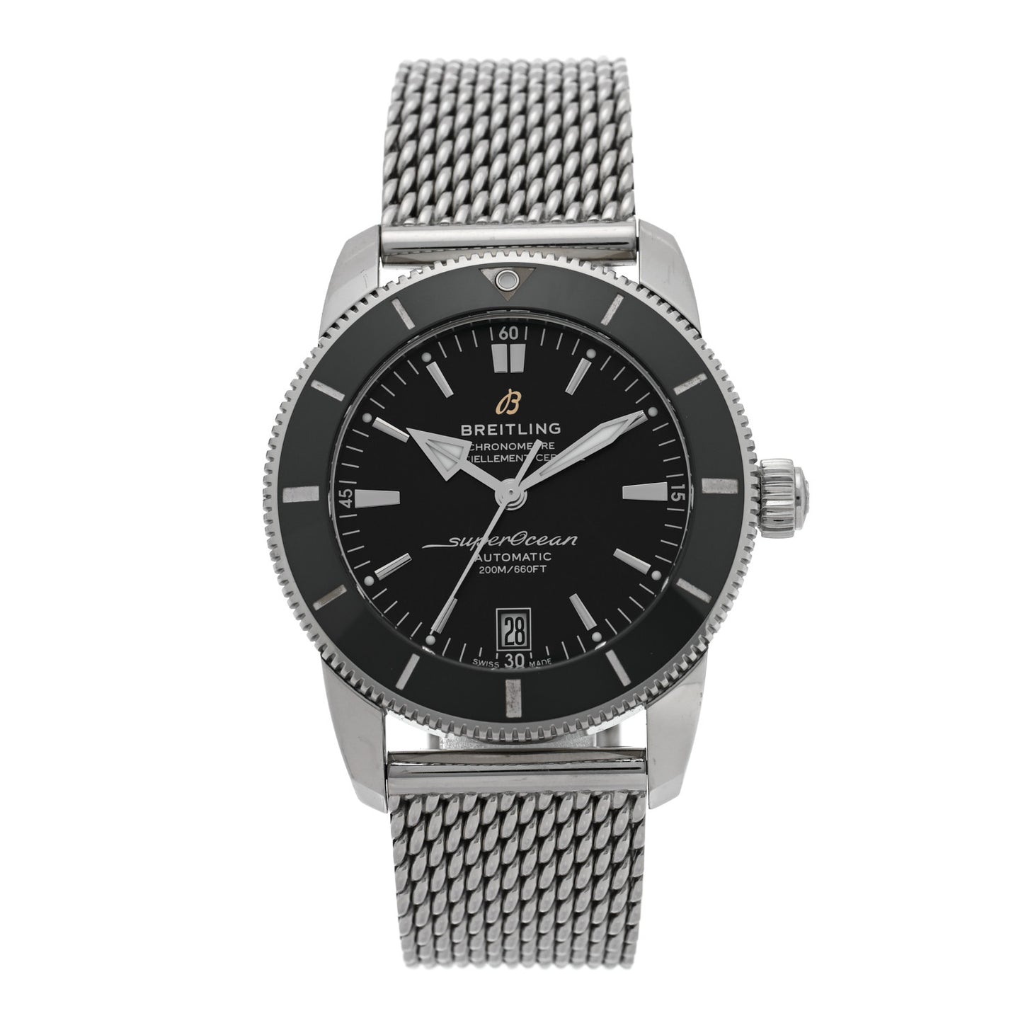 Stainless Steel 42mm Superocean Heritage II B20 Automatic Watch Black AB2010