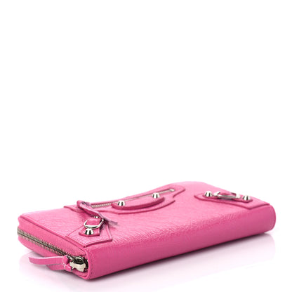 Balenciaga Agneau Classic Silver Hardware Continental Zip Around Wallet Rose Flamingo 4 of 8