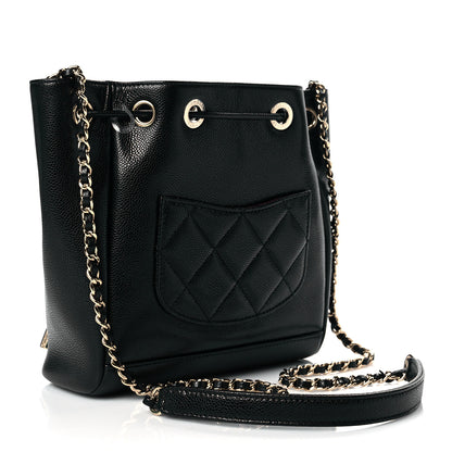 Chanel Caviar Quilted CC Pocket Bucket Bag Black 3 of 11