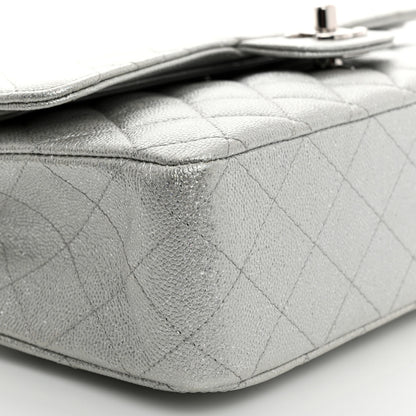 Chanel Glittered Metallic Caviar Quilted Medium Double Flap Silver 9 of 10