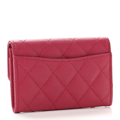Chanel Caviar Quilted Flap Card Holder Wallet Dark Pink 3 of 9